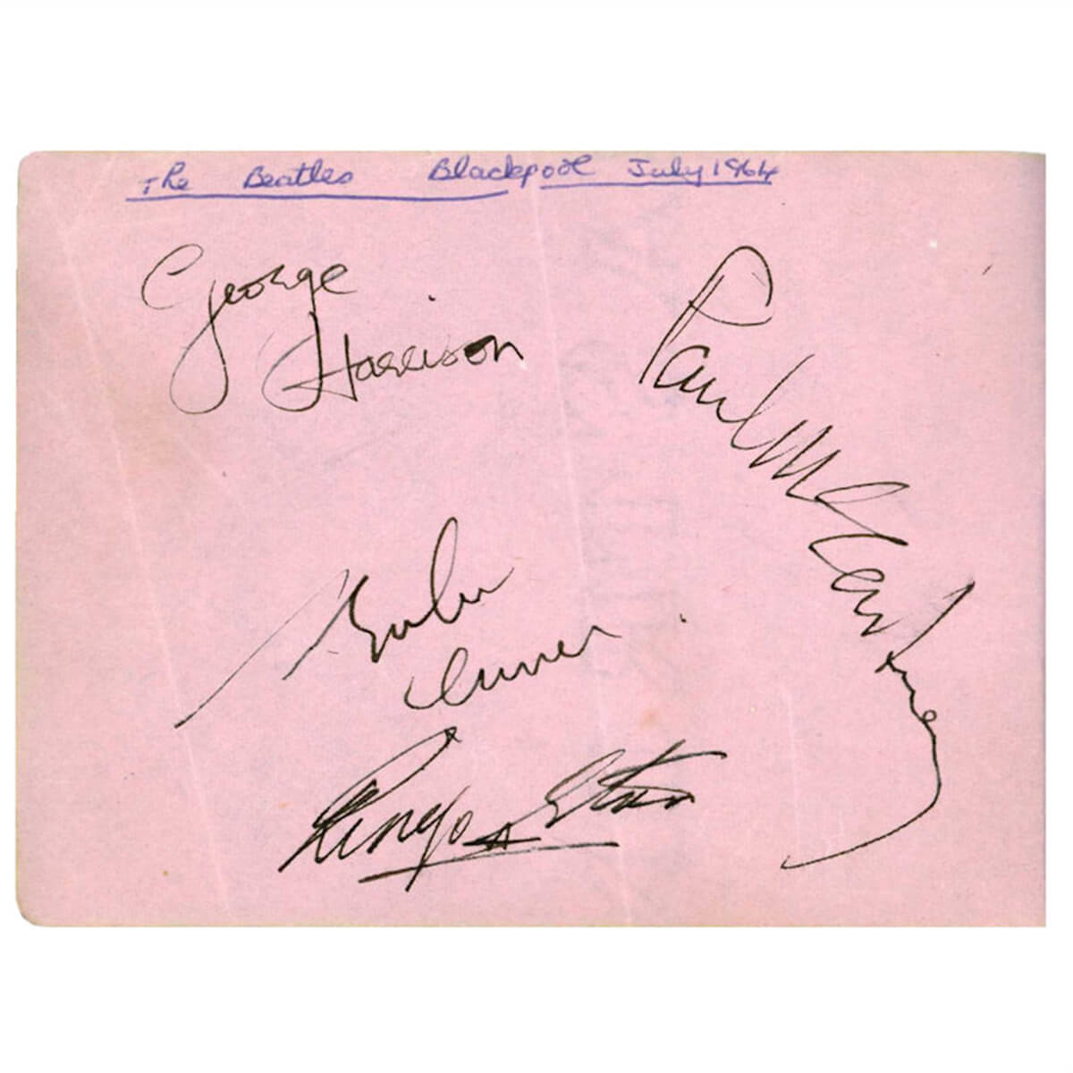 サイン額「ビートルズの直筆サイン - 1964年7月19日 」【証明書付】Beatles Autograph