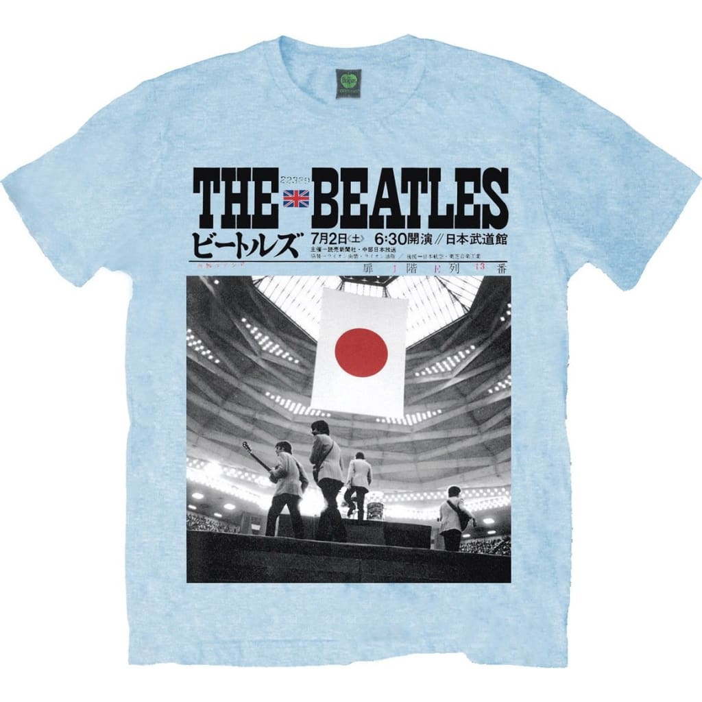 ビートルズ Tシャツ 「ビートルズ日本公演 水色」Mサイズ BEATLES 公式 グッズ