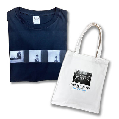 【セット/ポール写真展】Tシャツ ポートレート黒 Lサイズ＋グッズ・セット/ Paul Mccartney