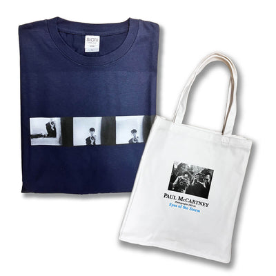 【セット/ポール写真展】Tシャツ ポートレート紺＋グッズ・セット/ Paul Mccartney