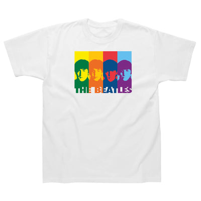【予約/送料無料】ビートルズ Tシャツ 「レインボー4人 -  白」 BEATLES 公式 グッズ