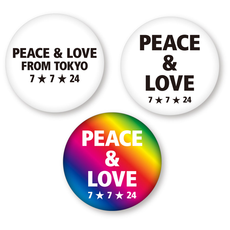 【1,250円のご支援】缶バッジ・セット PEACE & LOVE 2024 TOKYO